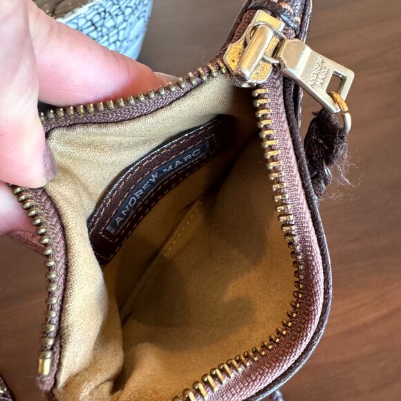 Andrew Marc Brown Leather Hobo Shoulder Handbag Satchel Medium - Picture 7 of 16